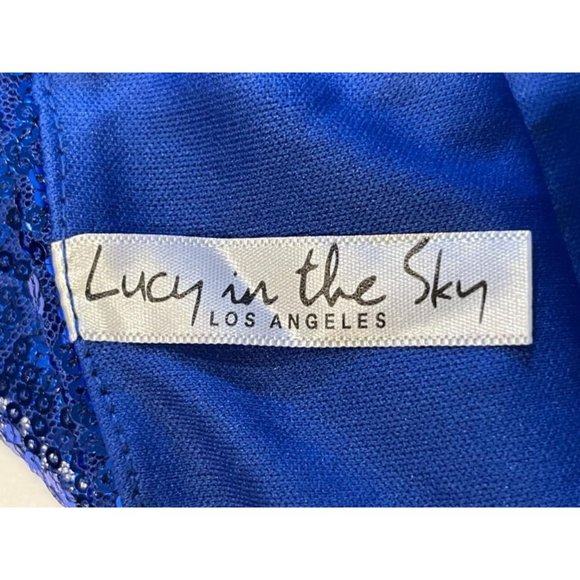 Lucy in the Sky Women Starstruck Strappy Sequin Dress Backless Lapis Blue Medium - Picture 8 of 11